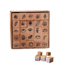 ArtisanStamps Decorative Wood Stamps 25Pcs Featuring Flower, mini, and Small ...