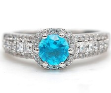 2CT Blue Topaz Topaz 925 Solid Sterling Silver Ring Sz 7 IB1-2