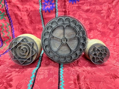 Set of 3 Wooden Chekich with Metal Nail Patterns   Unique Baking Tool for Bread2