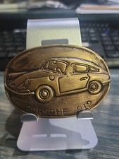 Vintage Porsche 912 Sports Car Belt Buckle Solid Brass Original 1969 3.25x2.5"