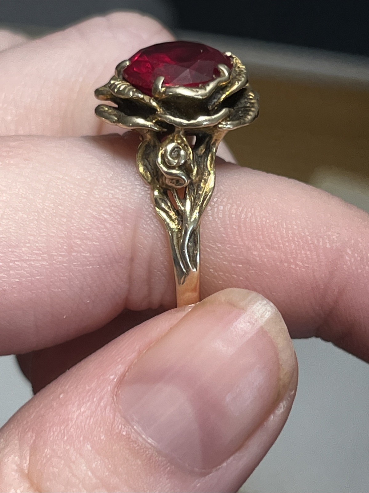 Antique Natural Ruby Rose Ring - image 22