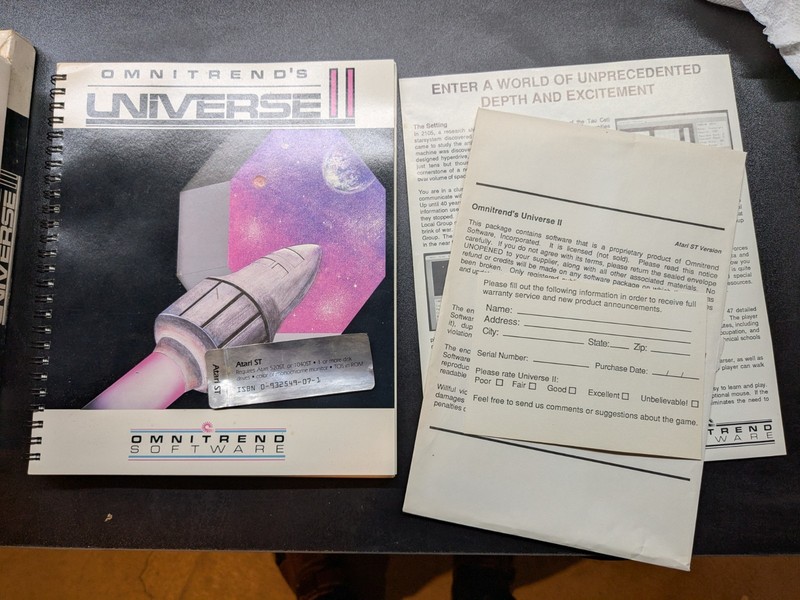 Omnitrend’s Universe II Software Atari ST- Box And Manuals