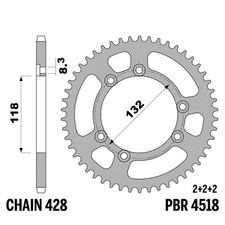 BETAMOTOR ALP 125 2001-2008 pignon arrière PBR pas 428 60 Dents Ergal