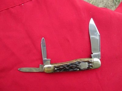 VTG C PLATTS SONS Gowanda NY Jigged Bone Whittler Knife (**NOT AUTHENTIC)