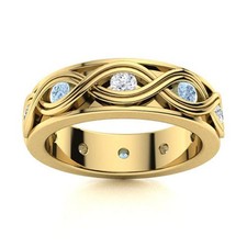Round Aquamarine Stone Sterling Silver Sister Eternity Womens Gift New Ring