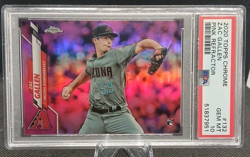 2020 PSA 10 TOPPS CHROME ZAC GALLEN ROOKIE #132 PINK REFRACTOR ARIZONA RC MLB