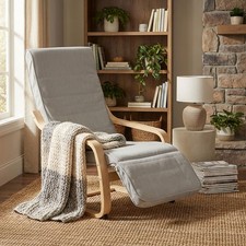 Fauteuil à Bascule Relax avec Repose-pieds réglable | Côtelé Gris Homestyle4u