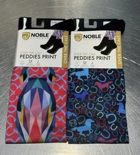 (2) Noble Equestrian Outfitters Over Calf Peddies HORSE Print Socks One Size