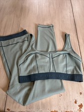 Fabletics Blue Waffle Knit Legging Low Impact Sports Bra Set Sz XXL 1X