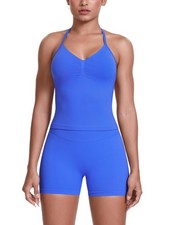 Womens Workout Sets 2 Piece Seamless Impact Halter Strappy Tank Top Built in ...