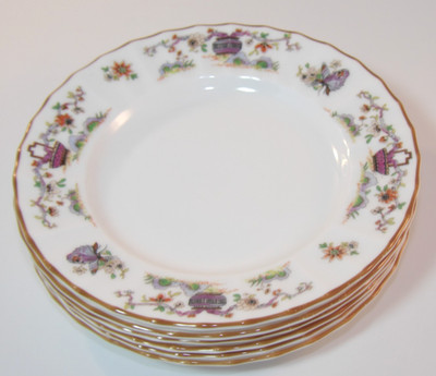 6 Royal Worcester 6 1/4'' Pekin Bone China geriffelte Seite Tee Kuchen Teller um 1970 Sehr guter Zustand
