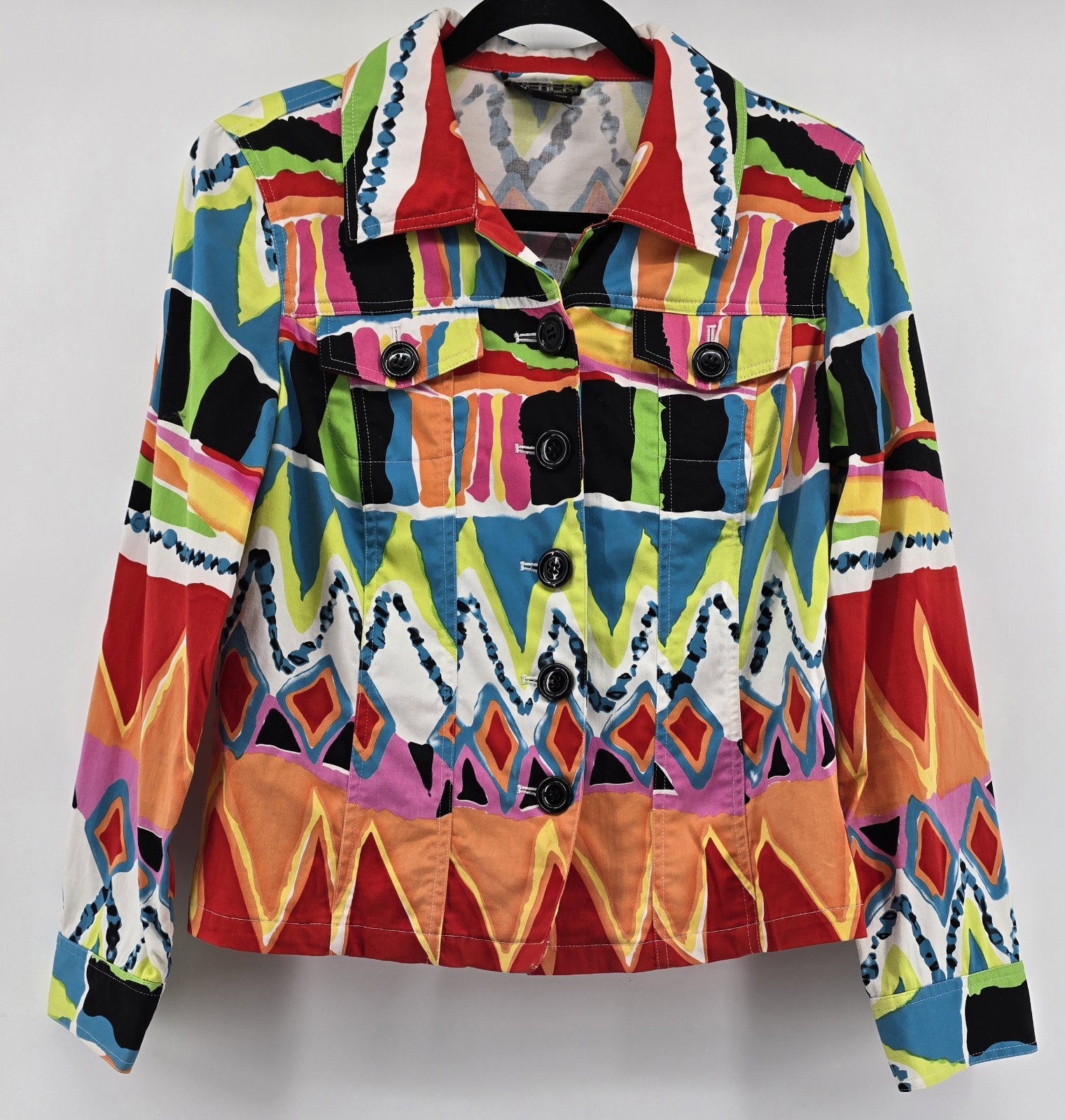 Vtg Berek Womens Sz M Blazer Jacket Multicolor Bright Artsy Colorful 90s Fun