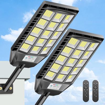 6500K Solar Outdoor Lights with Motion Sensor & Remote - 2 Pack