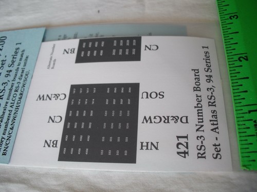 SALE! Scale Replicas 421 RS-3 Number Board Set, Atlas Alco RS3 Series 1, N Scale - Picture 5 of 9