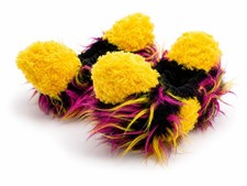 Figure Skating Furry Soakers -CF26 - Yellow Fuzzy Fur with Hot Pink, Yellow and