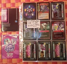 My Little Pony trading cards lot, 121 cards, 1 rule book and 1 game board, in 7