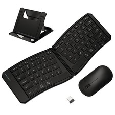 Ergonomic Foldable Keyboard and Mouse Combo, 2.4G Dual Bluetooth Rechargeable...