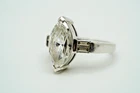 Vintage Sterling Silver Marquise CZ Unique Ring Size 7 JB36