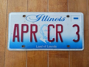 2009 APR CR 3 Illinois Personalized Vanity License Plate Land Of Lincoln