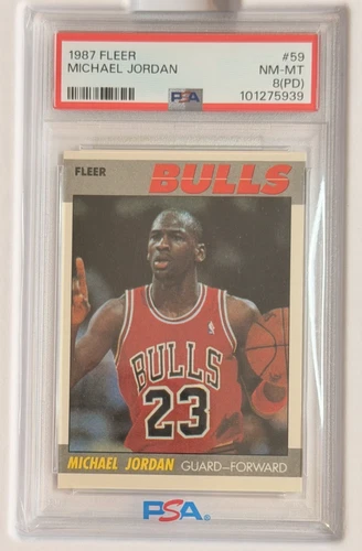 1987 Fleer Michael Jordan 59 PSA 8 (PD) Near Mint-Mint Amazing Eye Appeal READ