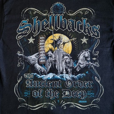 7.62 Design Shellbacks Ancient Order' Black Lrg Double-sided Graphic T-Shirt Tee
