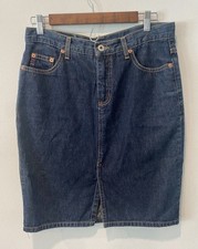Vtg Y2K GUESS JEANS Denim Skirt Women's Sz 29 Blue Pencil Front Slit High Waist