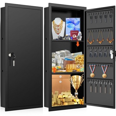 31.5'' Tall Wall Safes Between the Studs with 2 Removable Shelf, Lockable Hidd...