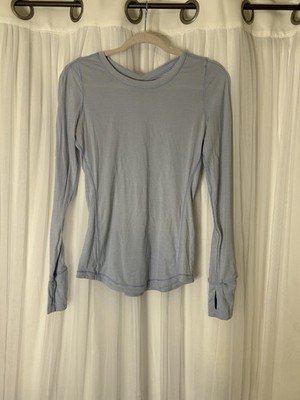 Women s Lululemon Long Sleeve Shirt Light Blue Crew Neck Thumbholes