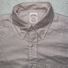 Brooks Brothers Shirt Mens 15-32 Red Stripe Traditional Supima Cotton USA