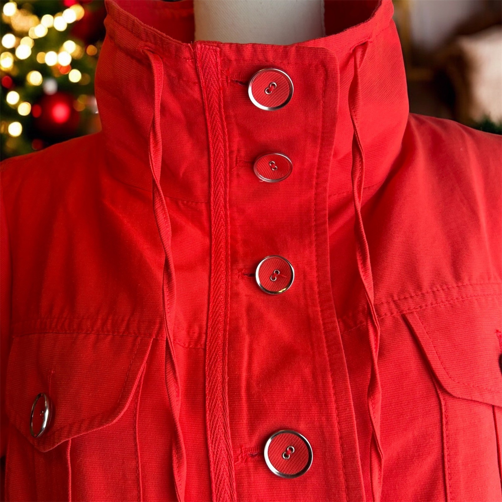 Chicos Red/Orange Button Front Collar Jacket Wome… - image 9