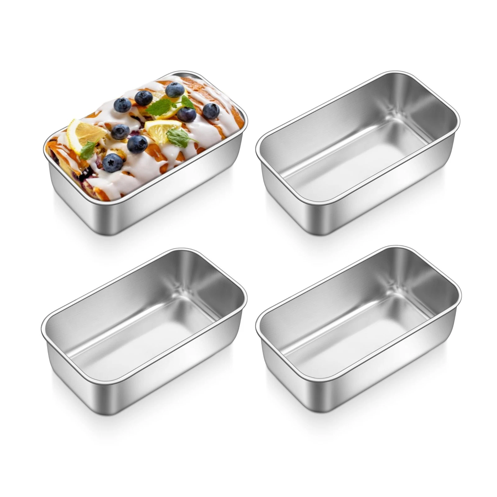 Mini Loaf Pans Set 4 PCS 6.3 x 3.5 Inch Stainless Steel Small Bread Pan Baking