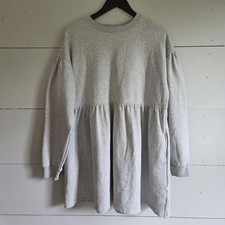 American Eagle Gray Knit Sweater Dress Pockets Long Sleeve Size M