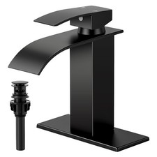 Matte Black Bathroom Faucets, Waterfall Bathroom Sink Faucet Single Handle Bathr