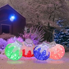 4 PCS Christmas Lighted Ball Ornaments for Outdoor Yard Decoration with Lights