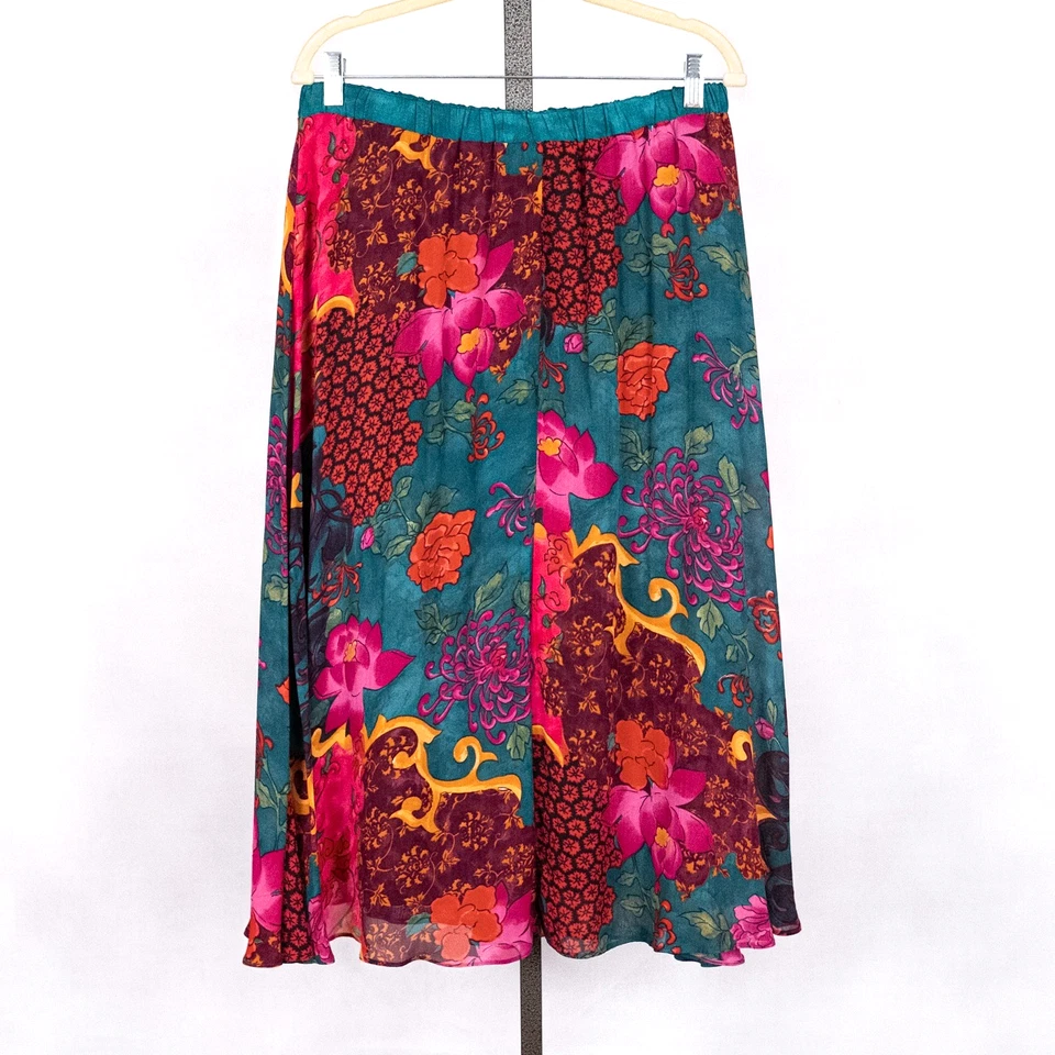 Conjunto pequeño de túnica colorida vintage de carole talla 16 y falda 14 floral boho look por capas Foto 4 de 4