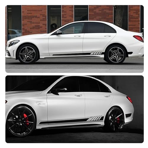 Pack-2 Car Side Body Decals, 4.52" x 88.58" Waterproof PVC Vehicle 2 PCS Black - Picture 6 of 6
