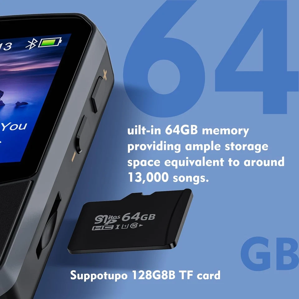 64GB Clip Reproductor MP3 Deportivo Bluetooth 5.3,Hifi MP3 Player Portátil Sin P - Imagen 2 de 4