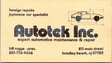 Autotek Inc Bradley Beach NJ Japanese Car Specialist Vintage Business Card