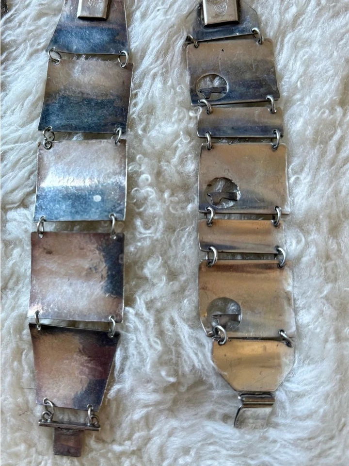 Zwei Vintage Peruanische Panel Armbänder 0,900 Silber Handarbeit Sammlerstück. EUC - Bild 4 von 4