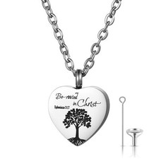 Stainless Steel Cremation Ash Holder Pendant Necklace Tree of Life Memorial Urn