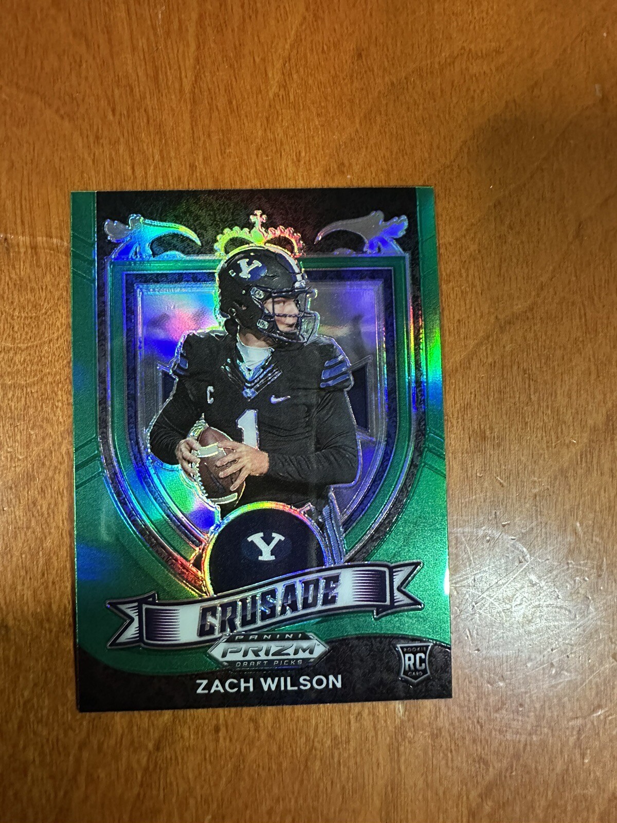 2021 Panini Prizm Draft Picks Crusade Green Zach Wilson Rookie RC #168, BYU Jets
