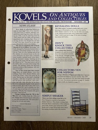 Vintage Kovels On Antiques Collectibles Newsletter November 2005 Volume 32 No. 3