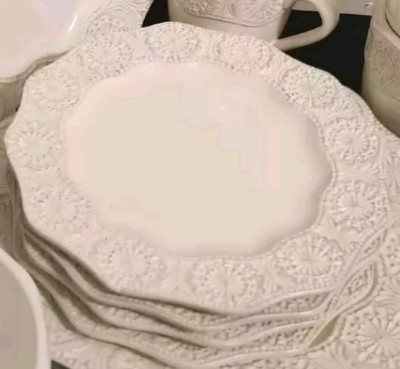 Celeste White by American Atelier Set of 4 White Embossed Salad Plates NEW