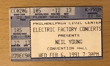 1991 NEIL YOUNG / SONIC YOUTH SOCIAL DISTORTION PHILADELPHIA CONCERT TICKET STUB