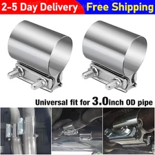 2x 3 Inch Butt Joint Exhaust Band Clamp Muffler Sleeve Coupler Stainless Steel