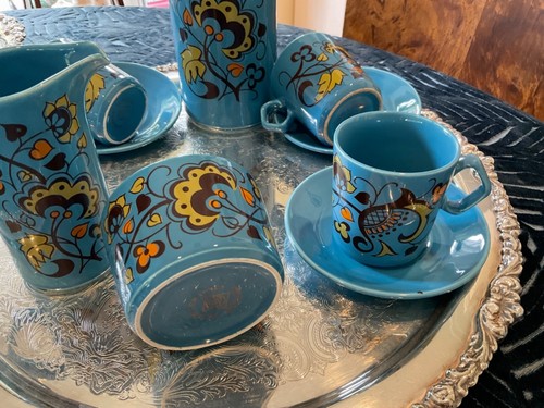 Retro vintage 1970’s Celtic Ceramics Ireland coffee set turquoise - Picture 5 of 9