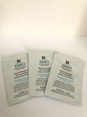 3 x KIEHL'S Hydro-Plumping Re-Texturizing Serum Concentrate 0.1 oz / 3 ml Each