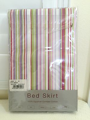 SIGNORIA FIRENZE ITALY Stripe 3 Panel CAL KING Bedskirt Soft 100% Cotton $240
