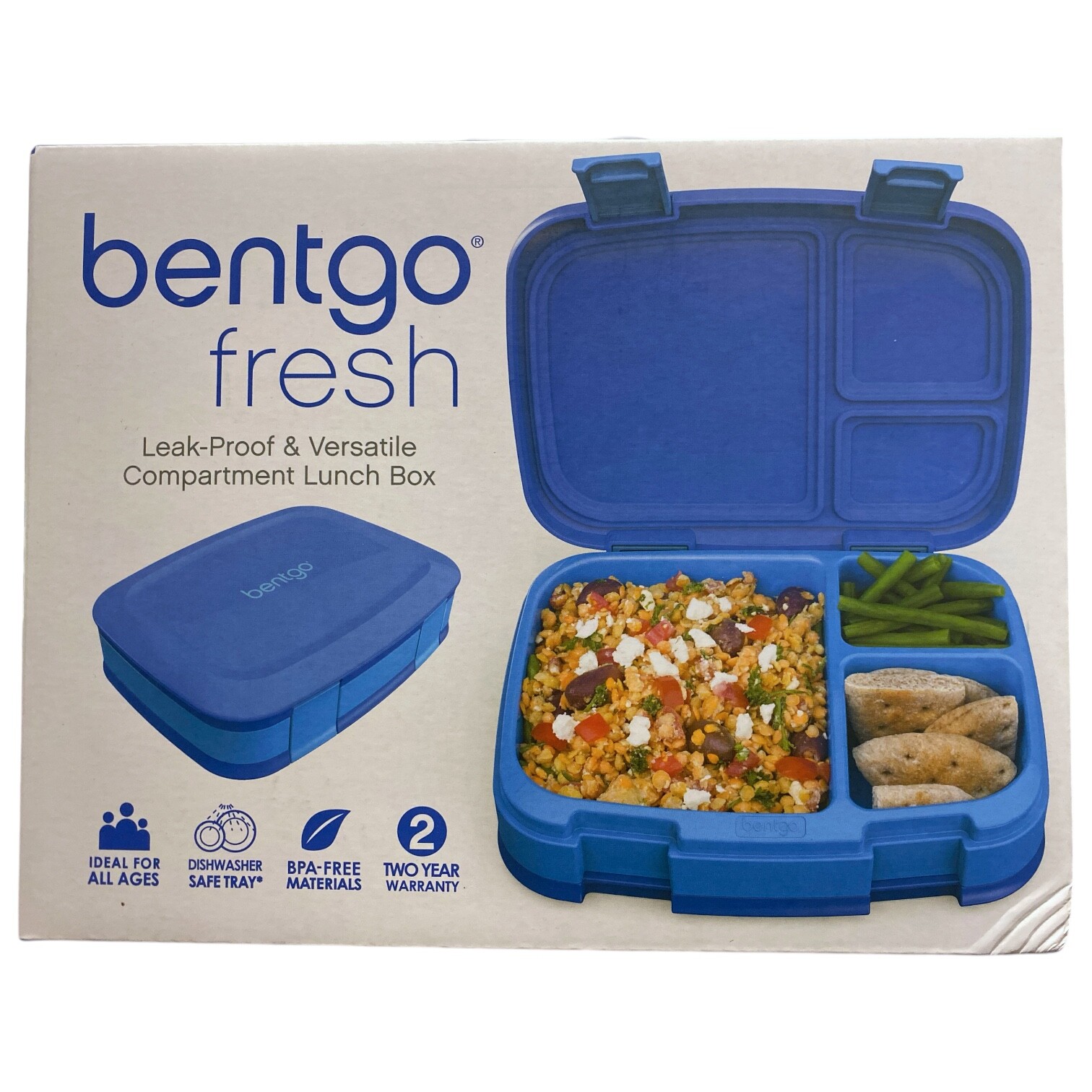 Герметичный ланч-бокс Bentgo Fresh не содержит бисфенола А подходит для использования в микроволновой печи и посудомоечной машине синий 5090₽