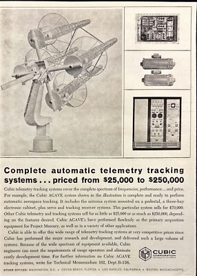 Cubic Corp Automatic Space Telemetry Tracking Systems San Diego CA Print Ad 1963